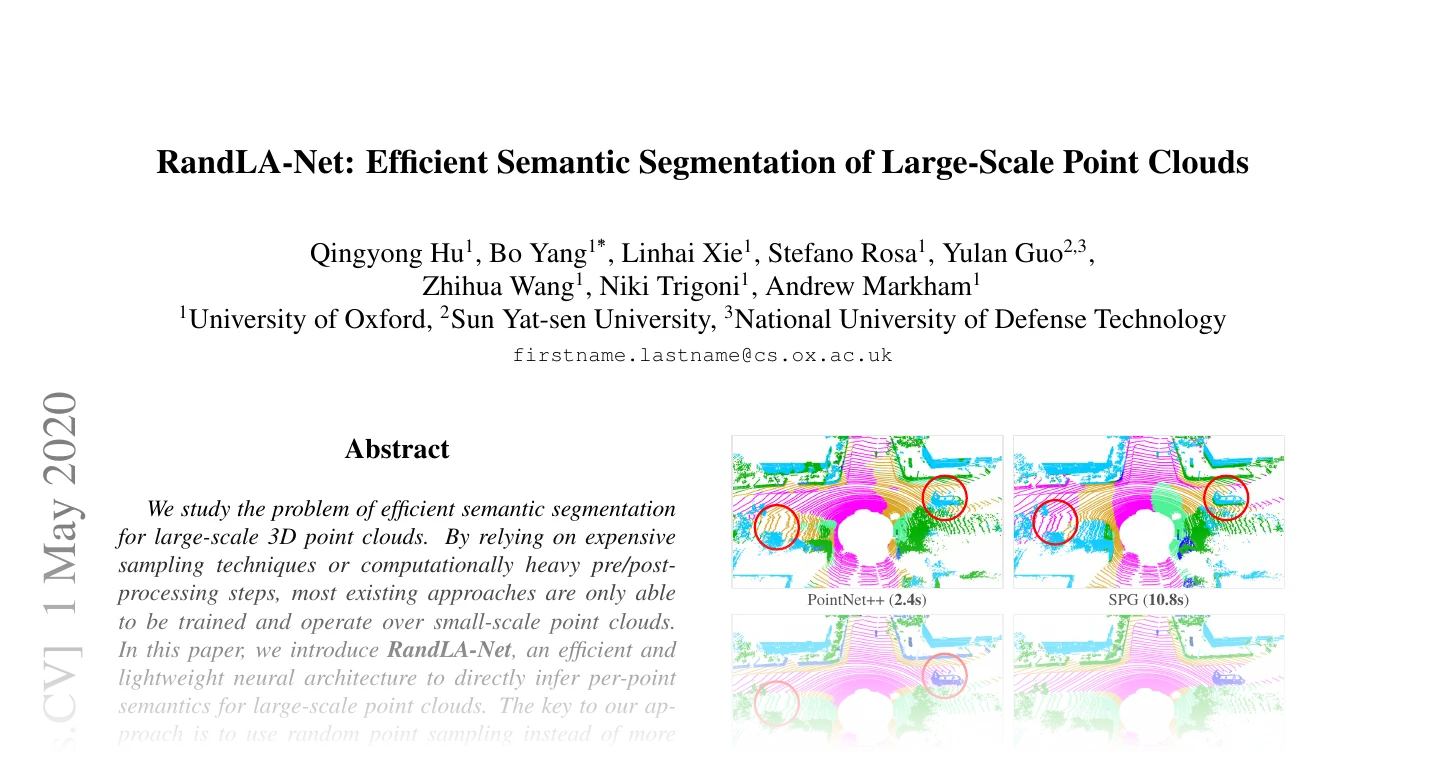 First page of RandLA-Net: Efficient Semantic Segmentation of Large-Scale Point Clouds