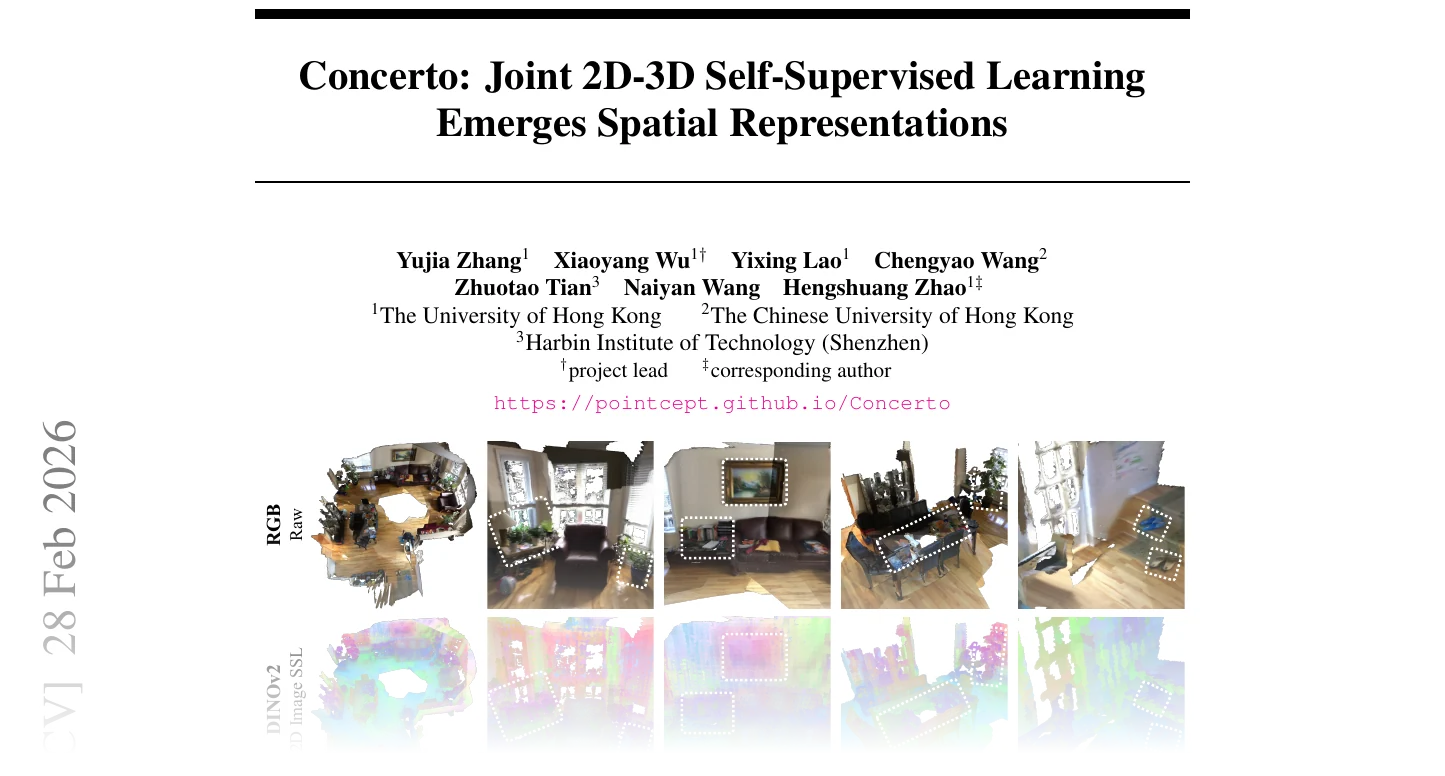 First page of Concerto: Joint 2D-3D Self-Supervised Learning Emerges Spatial Representations