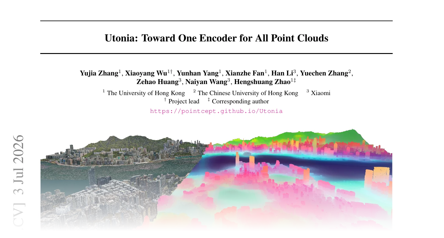 First page of Utonia: Toward One Encoder for All Point Clouds