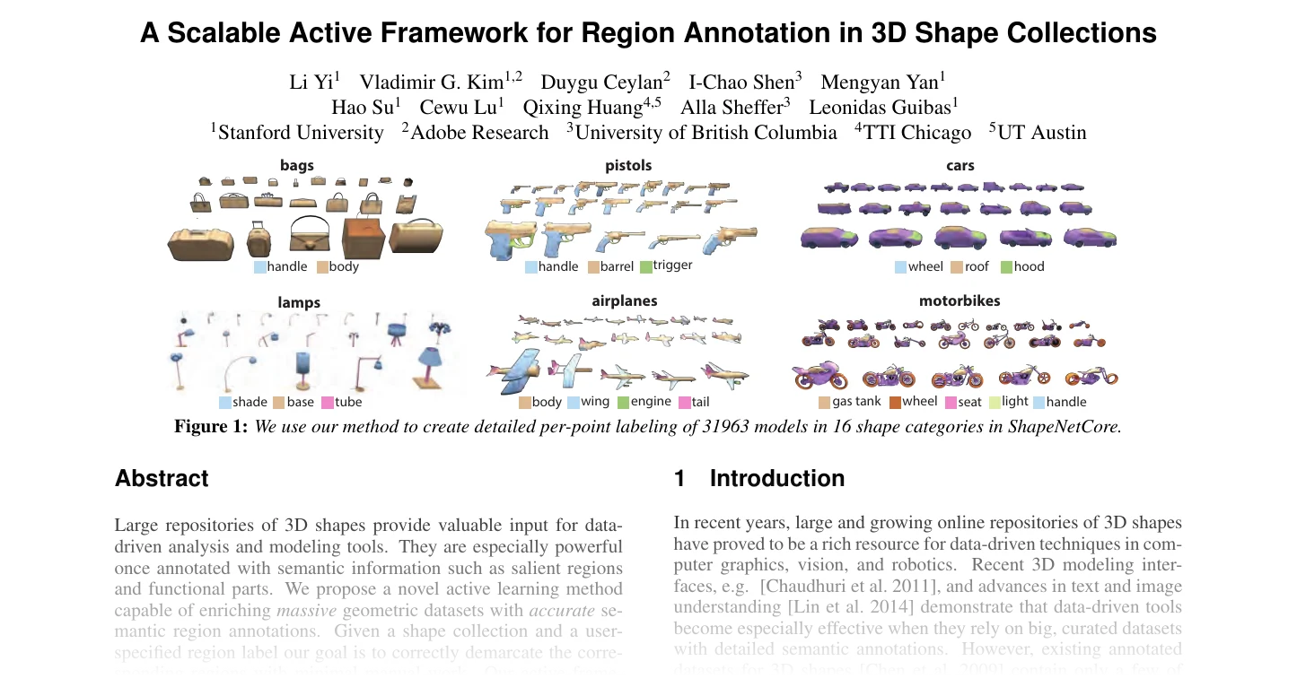 First page of A Scalable Active Framework for Region Annotation in 3D Shape Collections