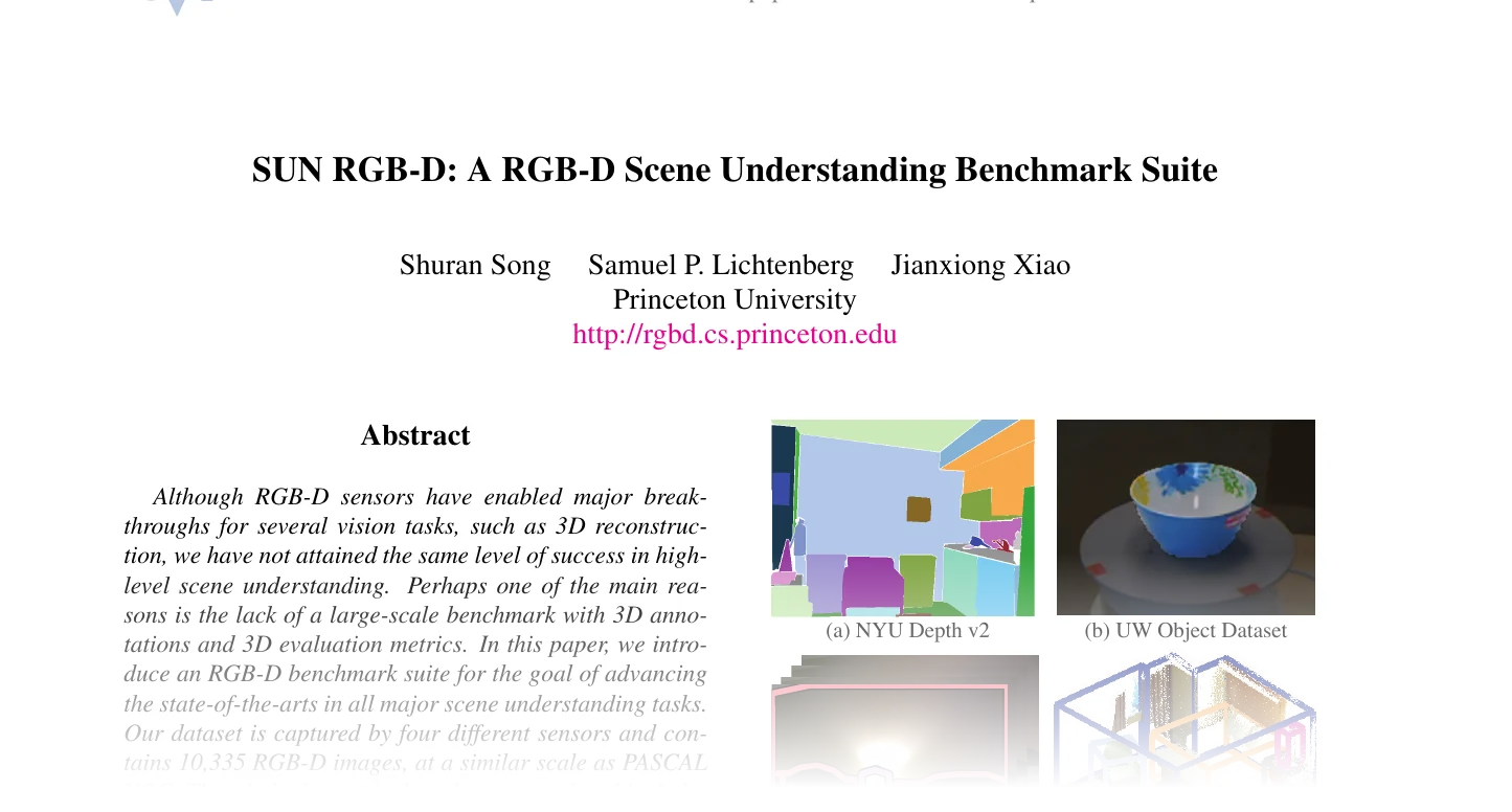 First page of SUN RGB-D: A RGB-D Scene Understanding Benchmark Suite