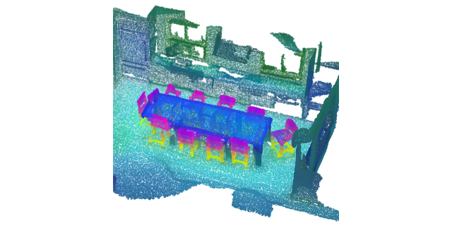 A scene colored by the principal components of a pretrained encoder's features